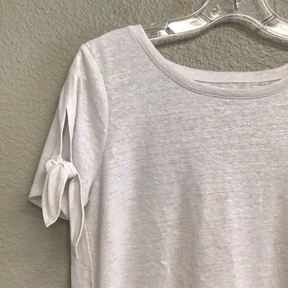 Talbots Petites SP  White with Gold Sparkle Linen Tee Top T-shirt Small Petite - Picture 3 of 8